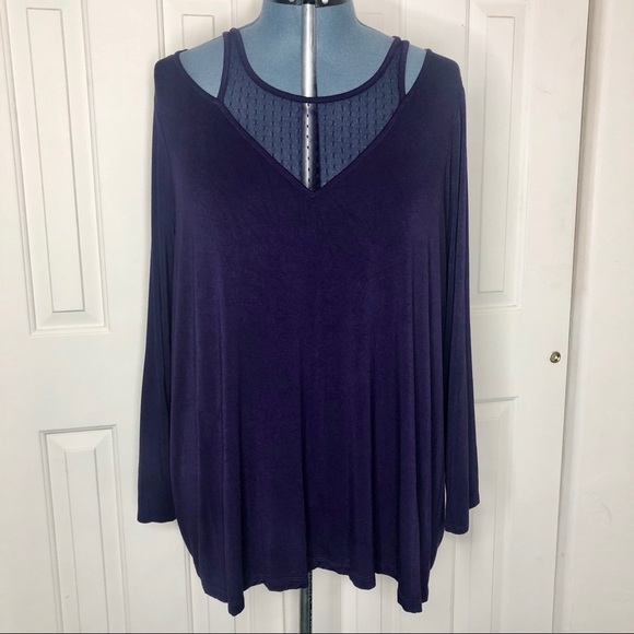 🌵Michel Studio BlackBerry Dot Mesh Detail Top 4X - Picture 2 of 8